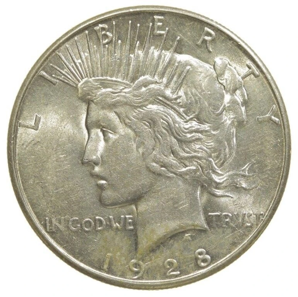 AU-58 1928-S Peace $1