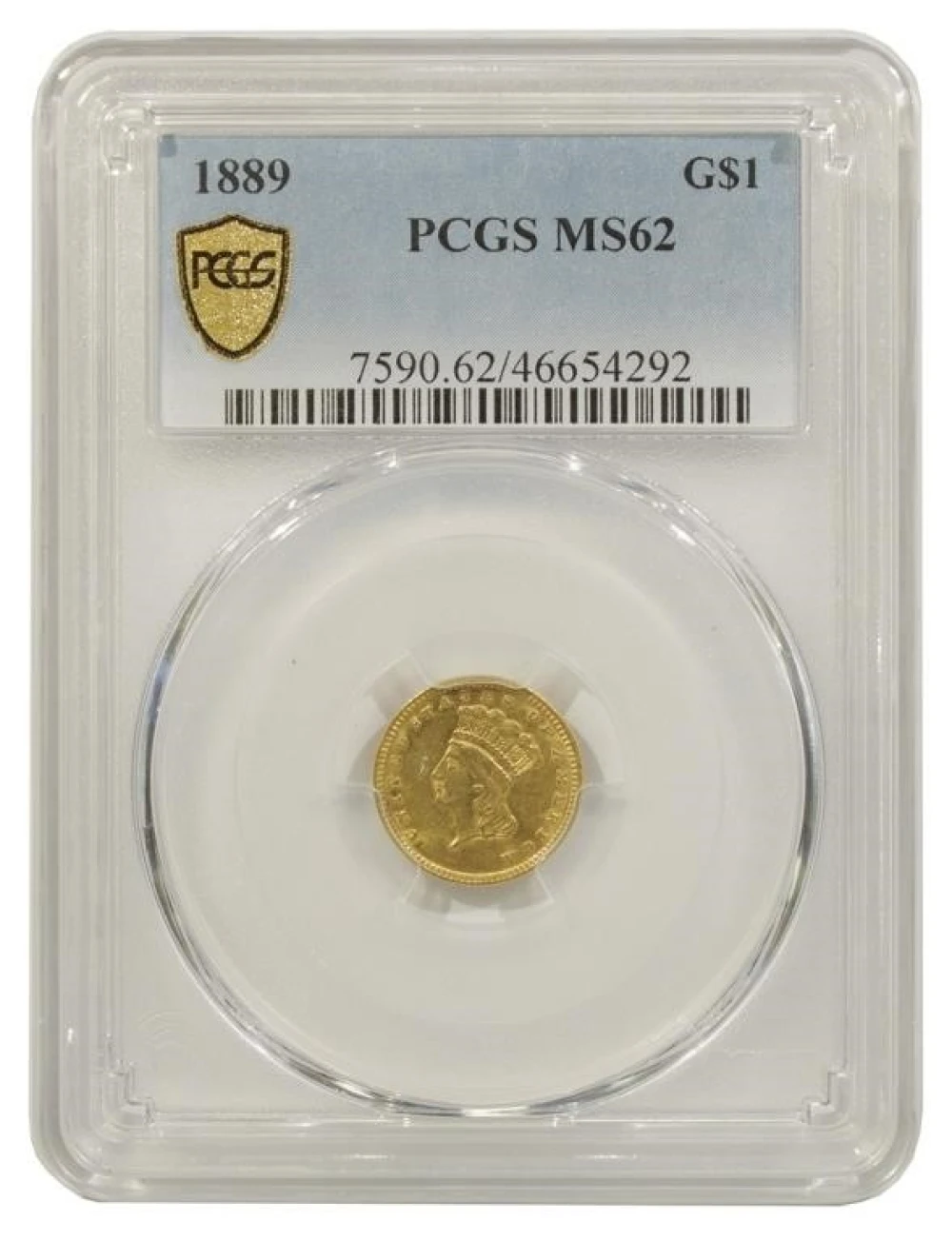 PCGS MS-62 1889 Gold $1