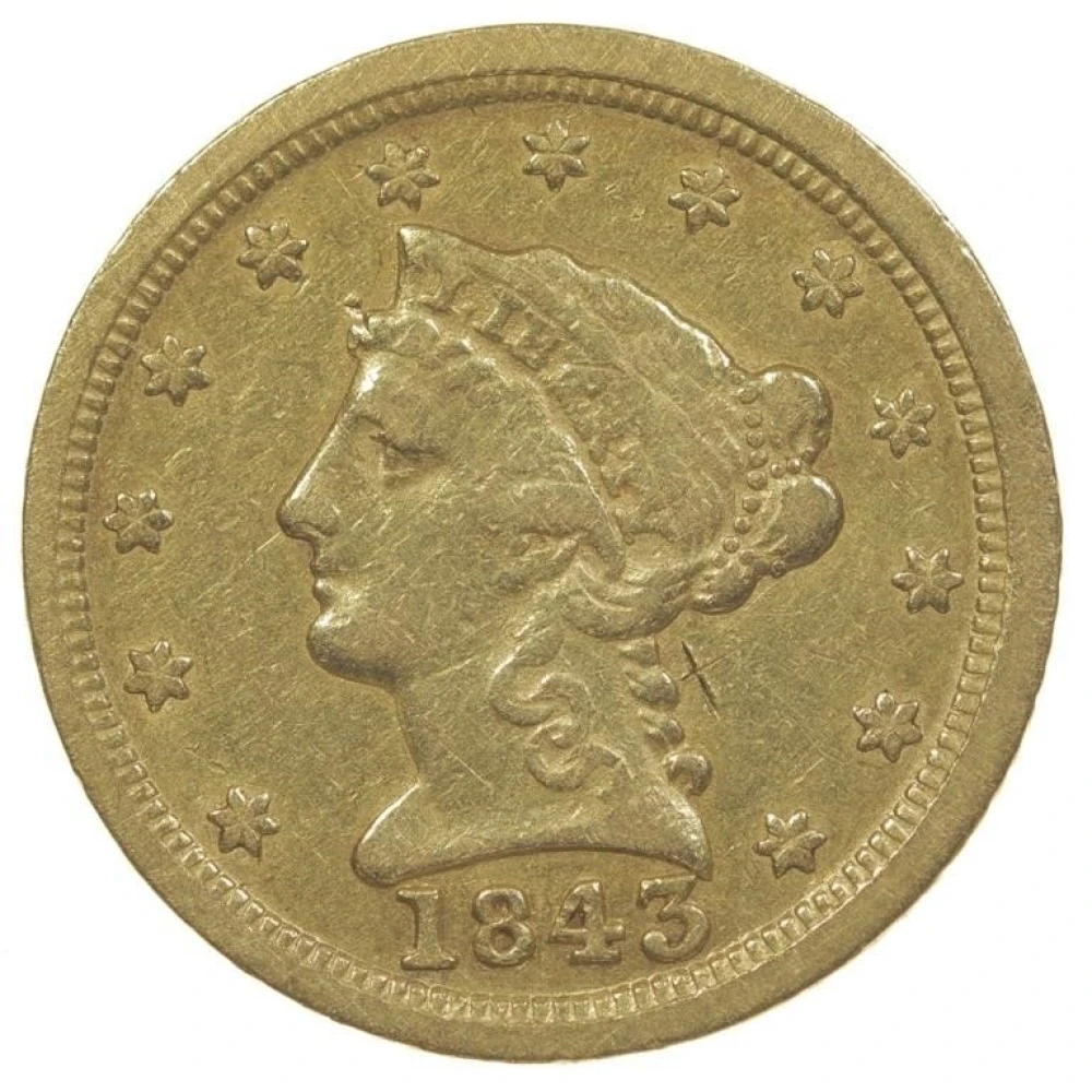 Fine-12 Details 1843-C Gold $2.50