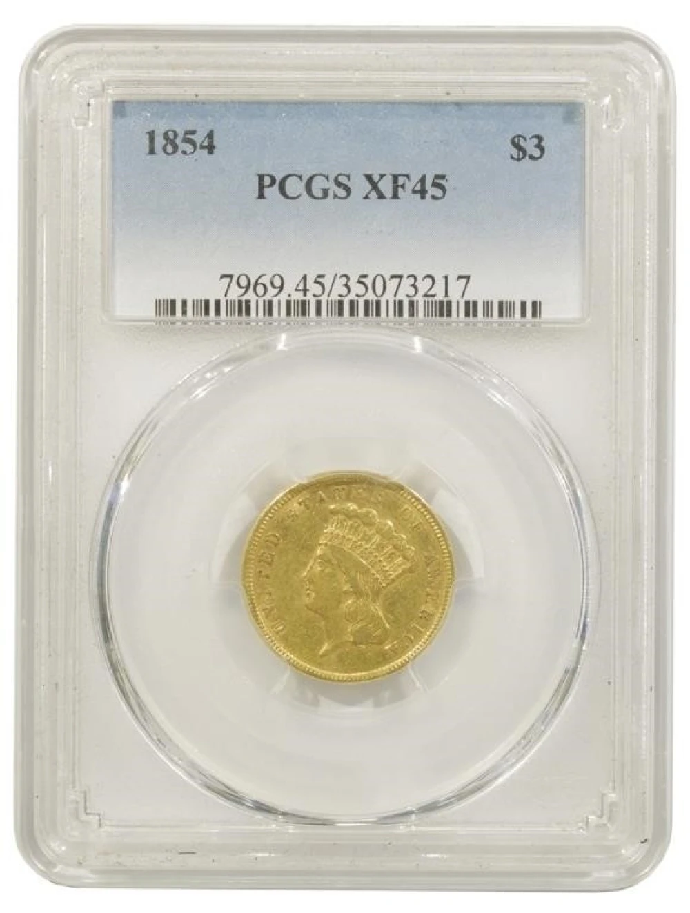 PCGS EF-45 1854 Gold Three-Dollars