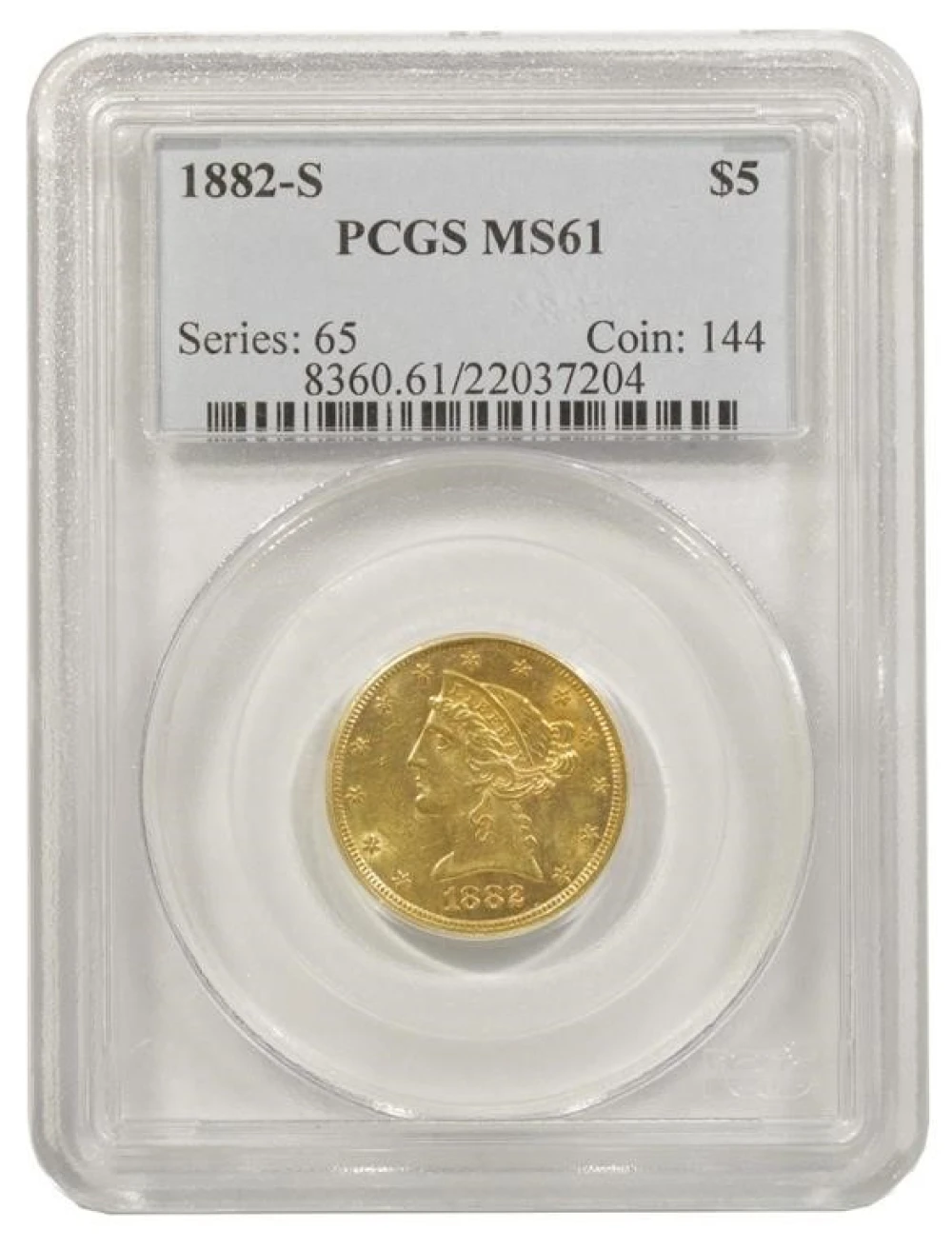 PCGS MS-61 1882-S Gold Half Eagle