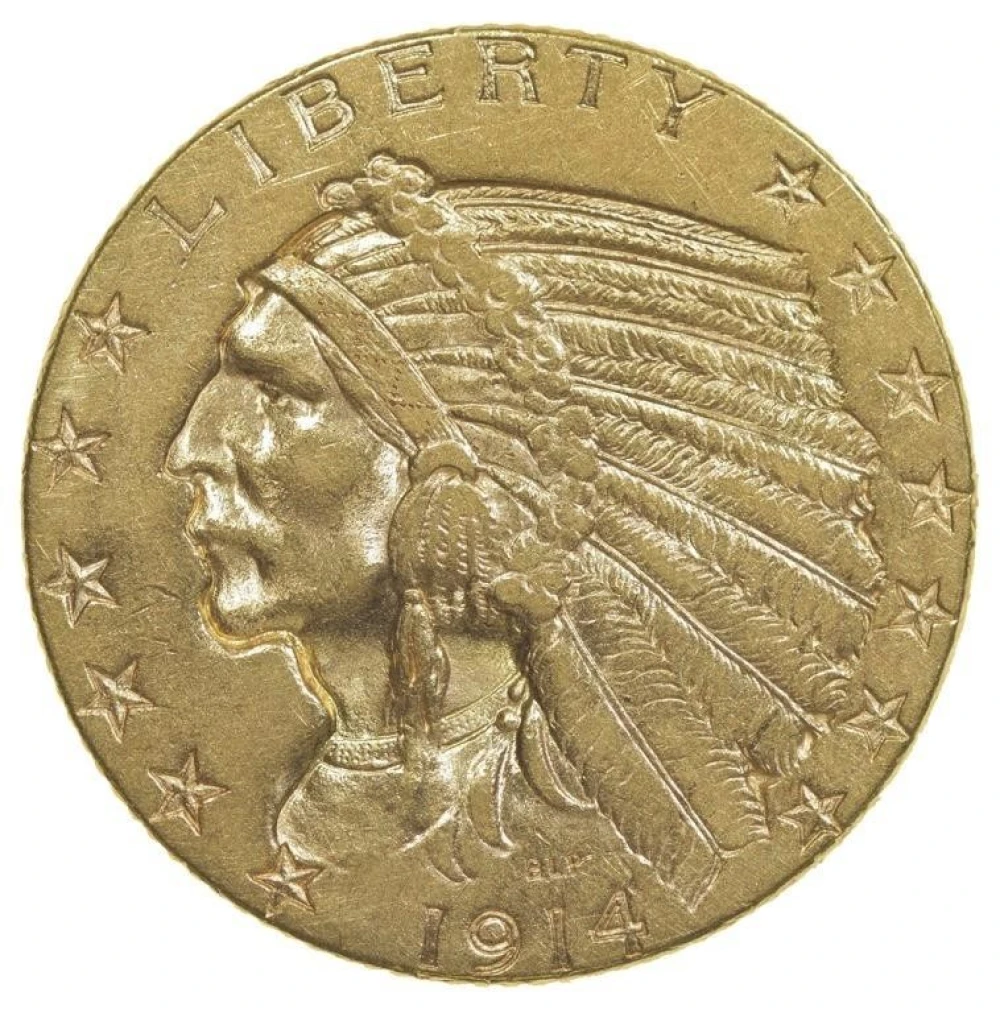AU-55 1914-D Gold $5
