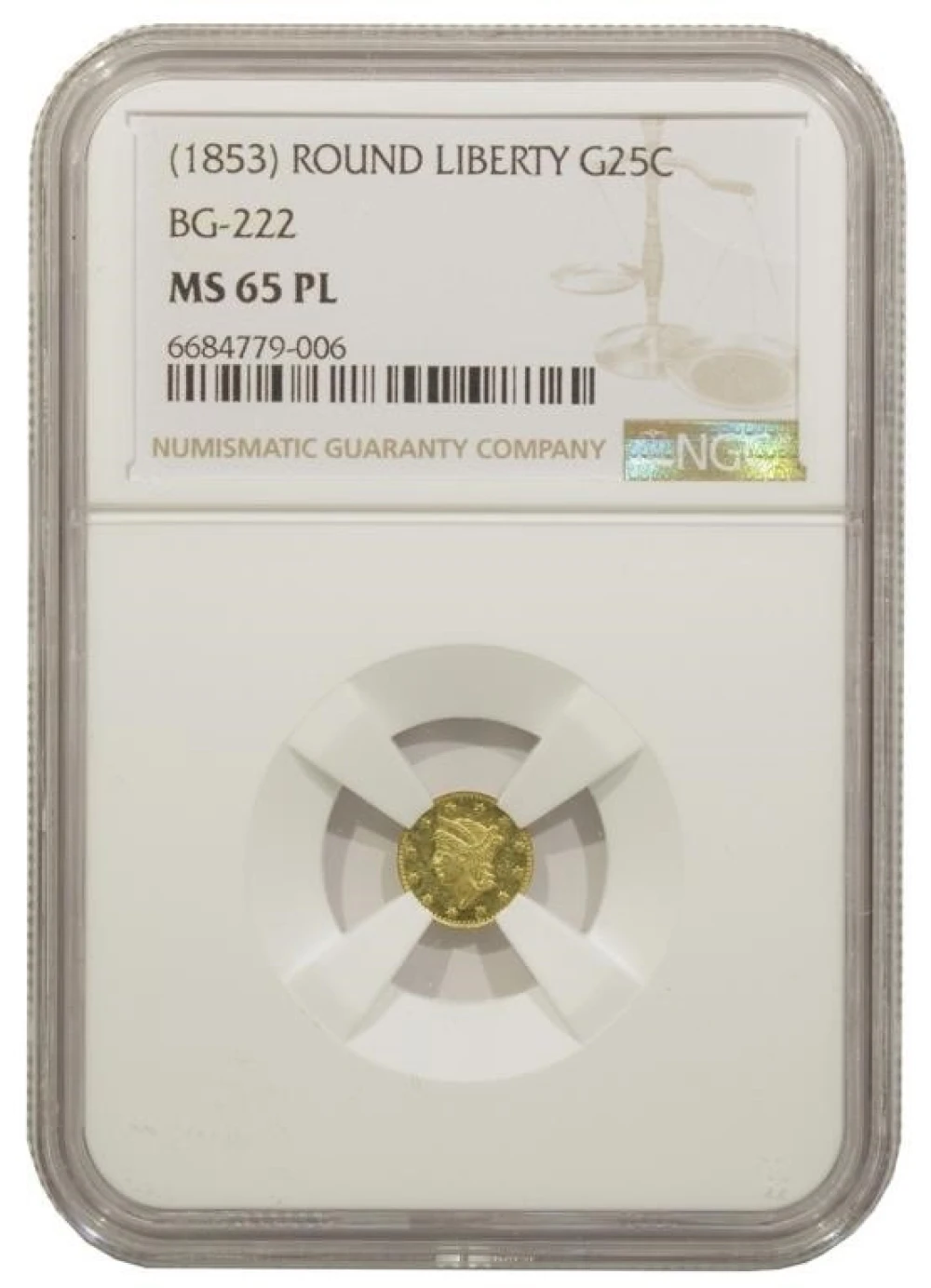 California Fractional Gold. NGC MS-65 PL