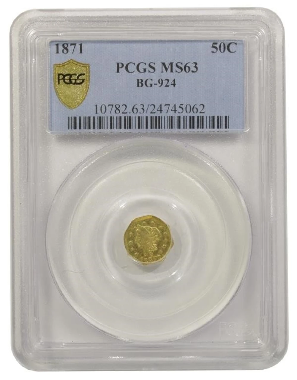 California Fractional Gold. PCGS MS-63
