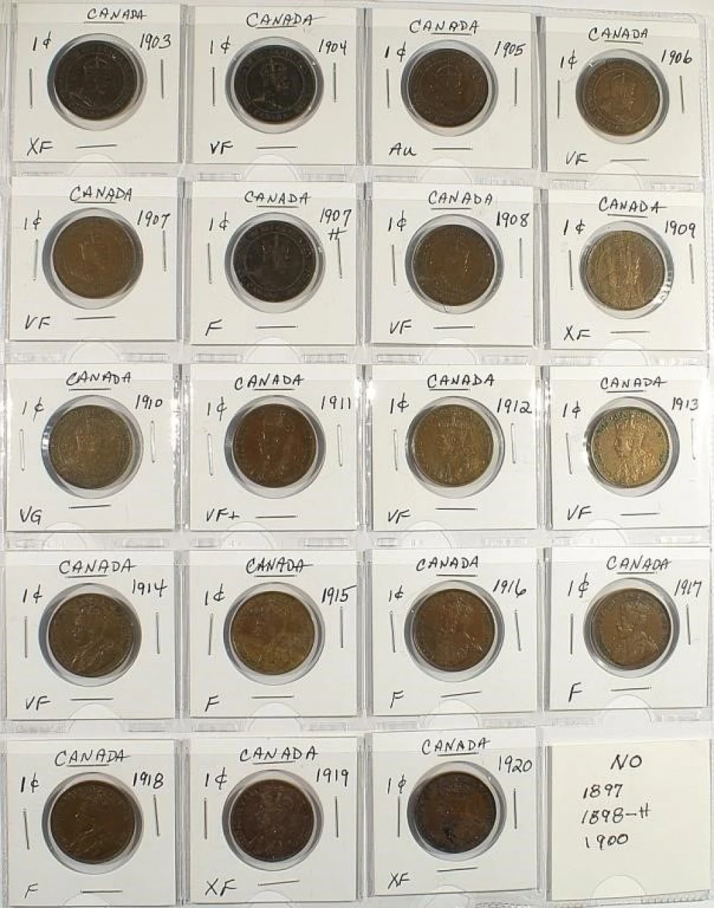 Near Complete Canadian Large Cent Set