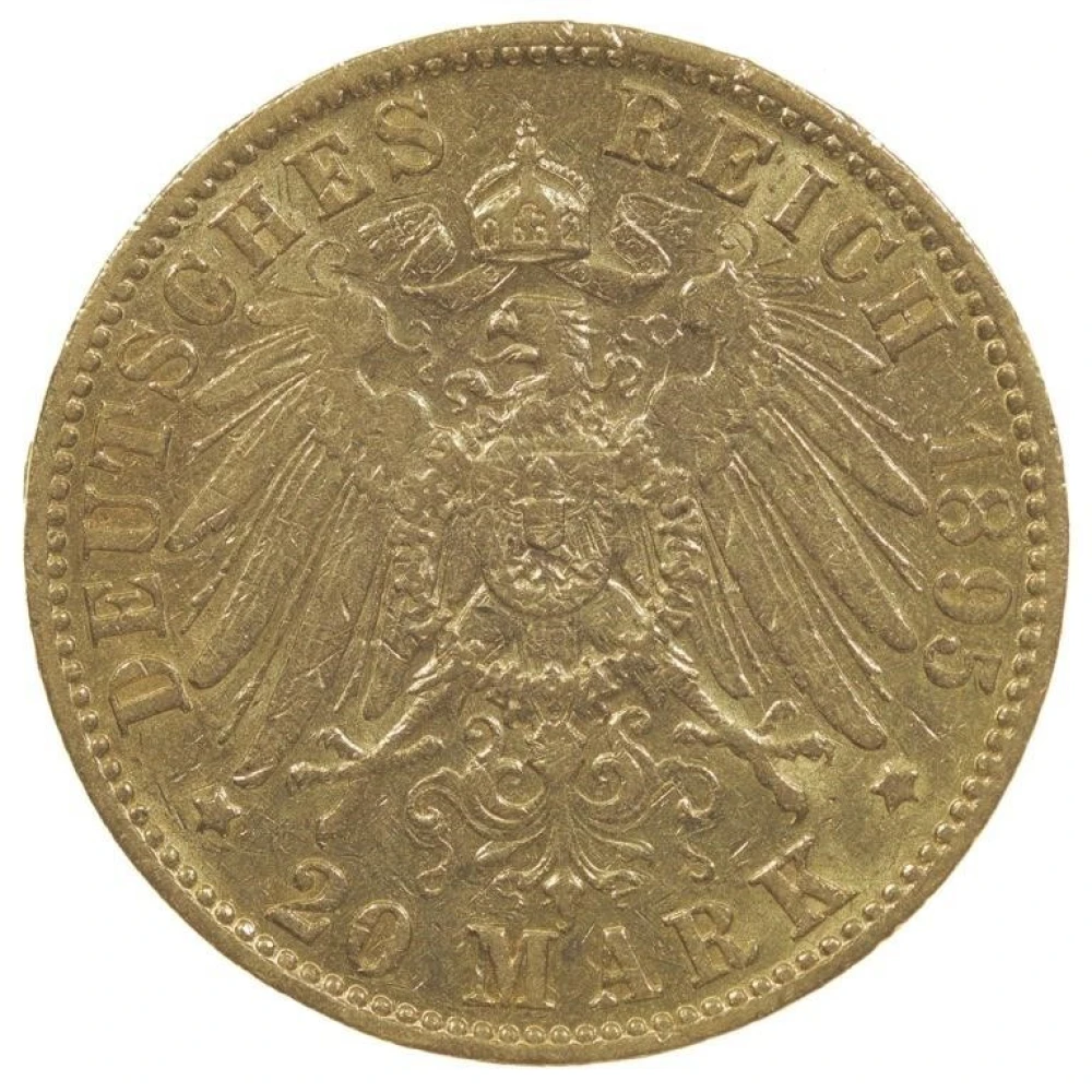 Germany. Hamburg. EF-AU 1895-J Gold 20 Marks