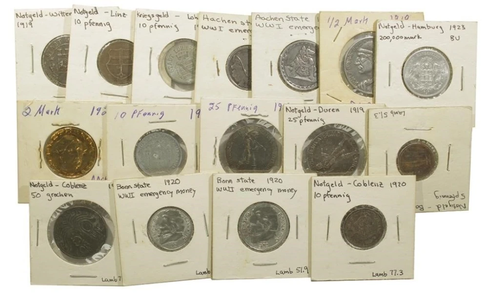 German States. Hoardlet of WW I Notgeld Coins