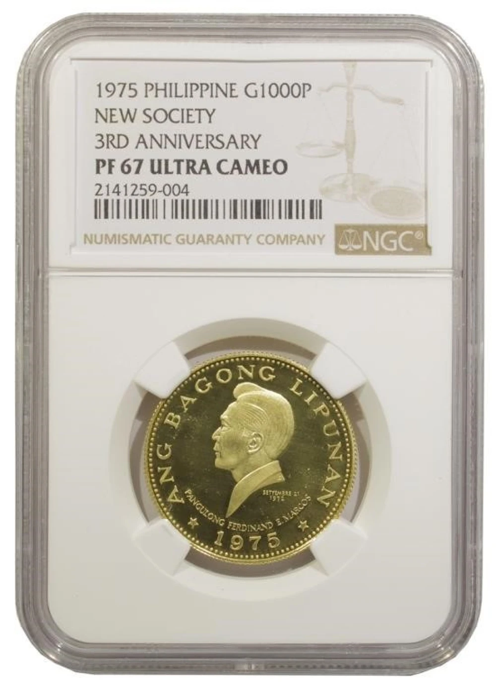 Philippines. NGC Proof-67 U.C. 1975 Gold