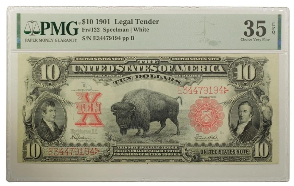 PMG Choice Very Fine-35 1901 Bison $10