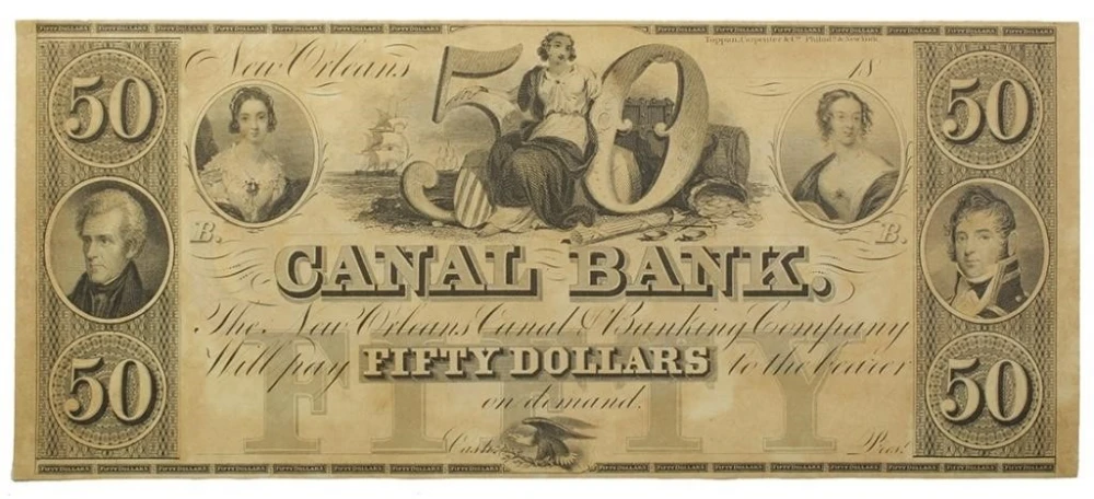 Louisiana. 1860's About UNC $50 Note