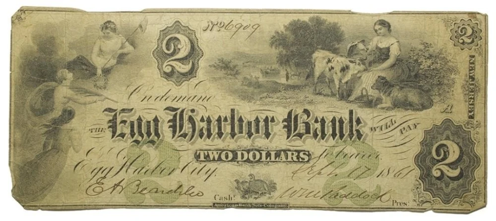 New Jersey. Egg Harbor City. VF $2 Note
