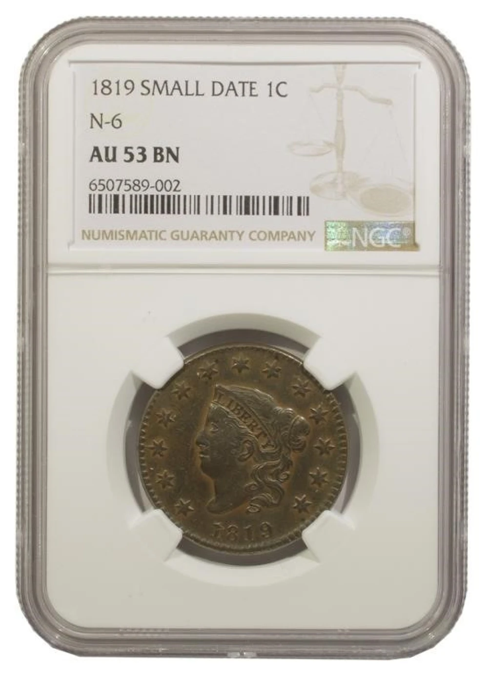 NGC AU-53 1819 Large Cent