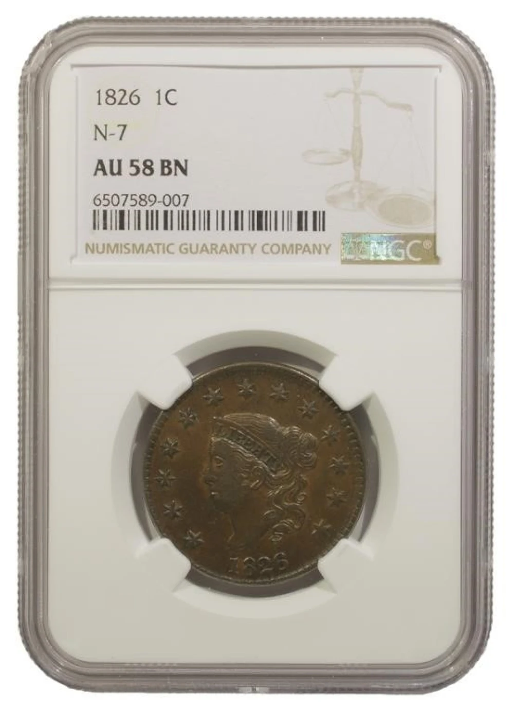 NGC AU-58 1826 Large Cent
