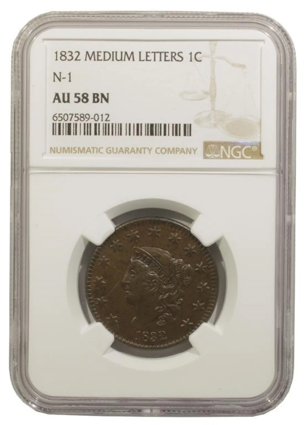 NGC AU-58 1832 Large Cent