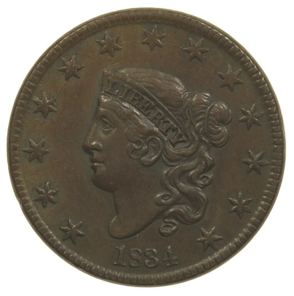 AU-50 1834 Large Cent