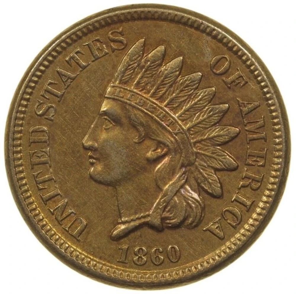 AU-58 Details 1860 Indian Cent