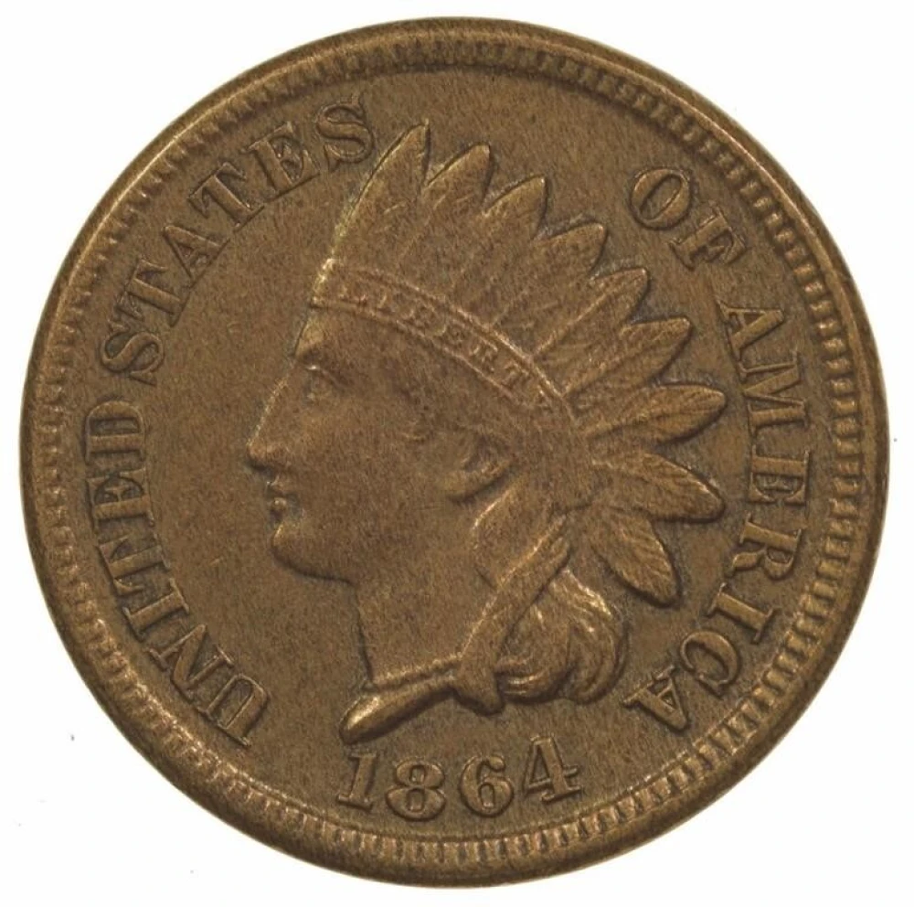 AU-50 Details 1864 Bronze Indian Cent