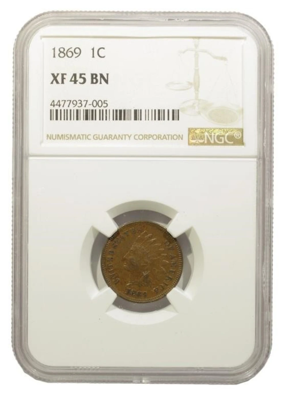NGC EF-45 1869 Indian Cent