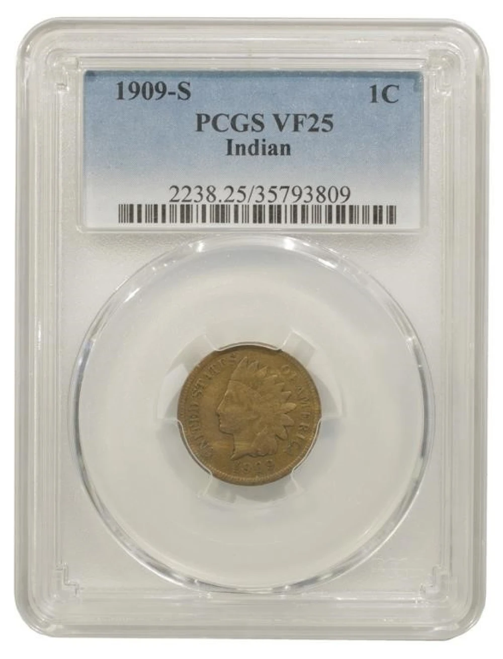 PCGS VF-25 1909-S Indian Cent