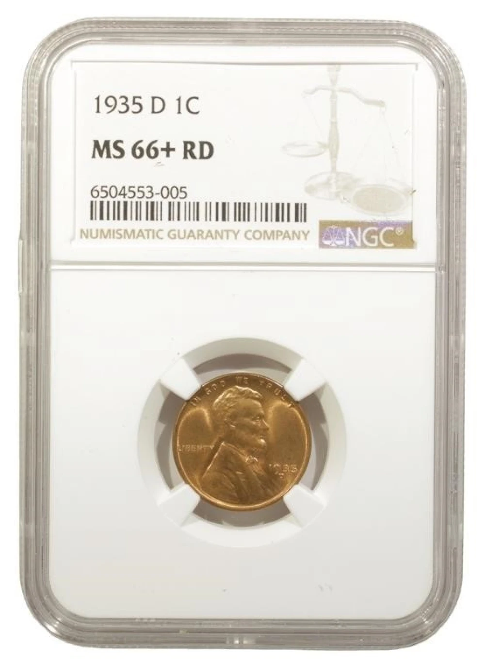 NGC MS-66 RD+ 1935-D Cent