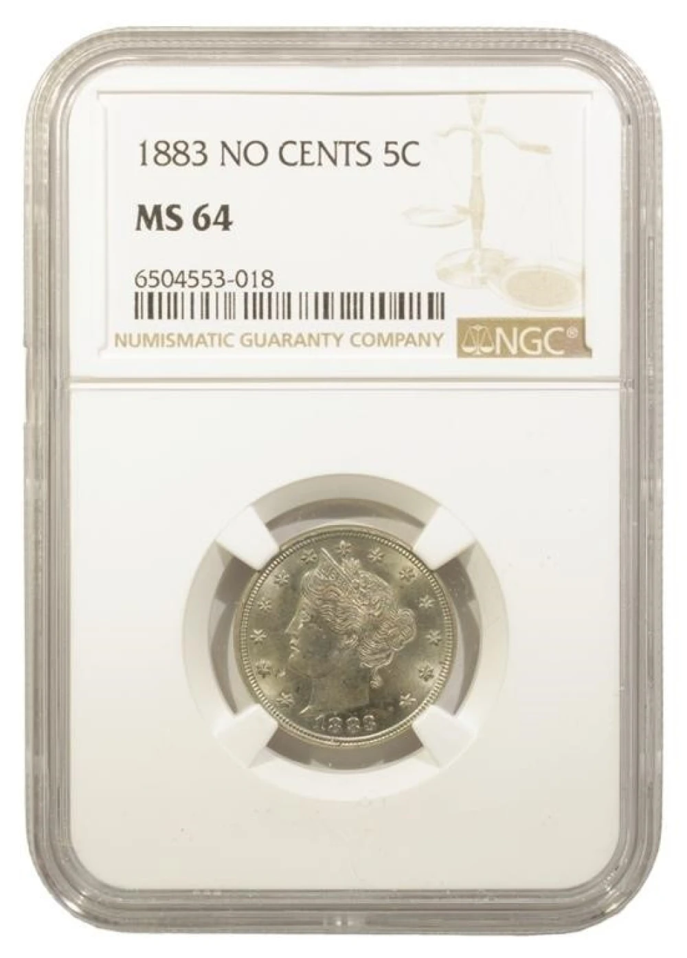 NGC MS-64 1883 No CENTS Nickel