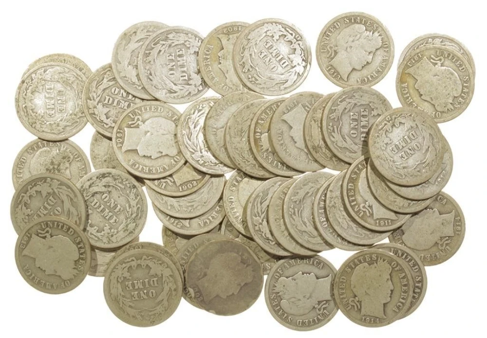 50 Pieces Circulated Barber Dimes