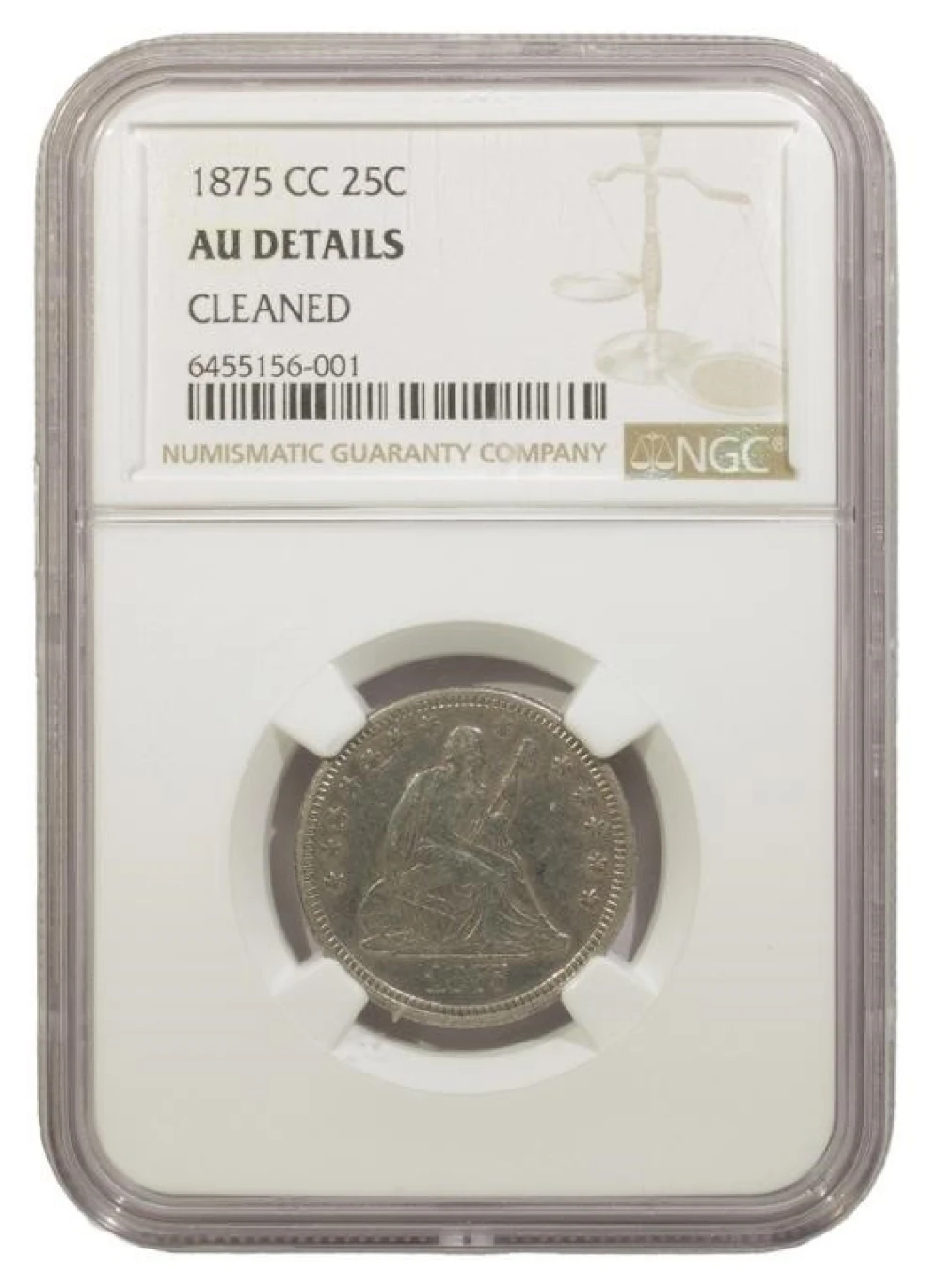NGC AU Details 1875-CC Quarter