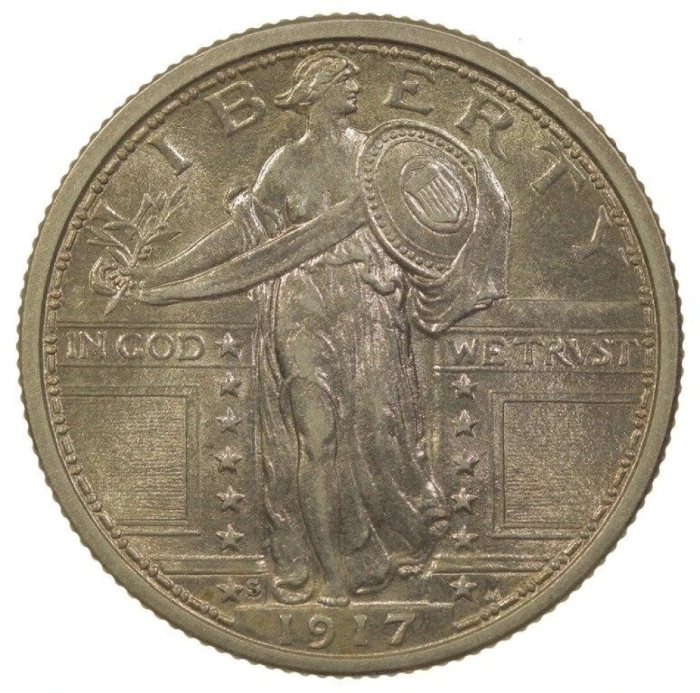 AU-58 1917-S Type I Quarter