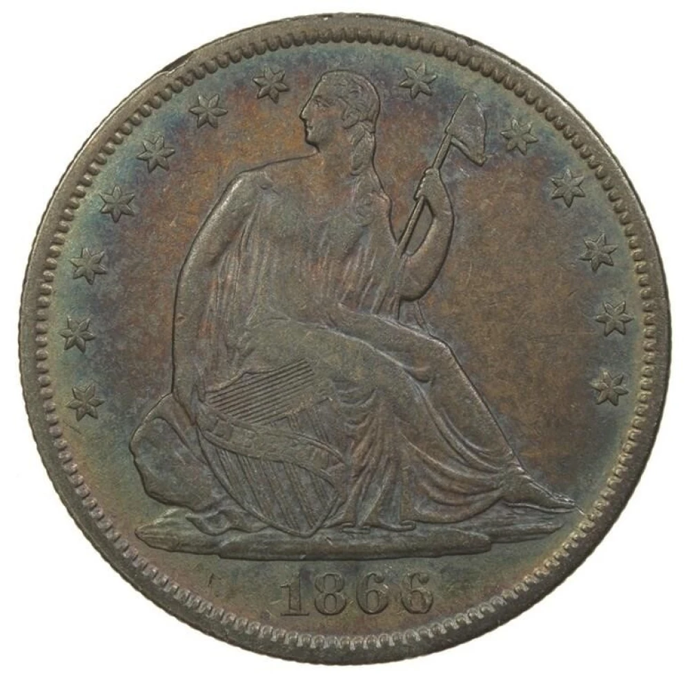Richly Toned EF-40 1866 Half Dollar