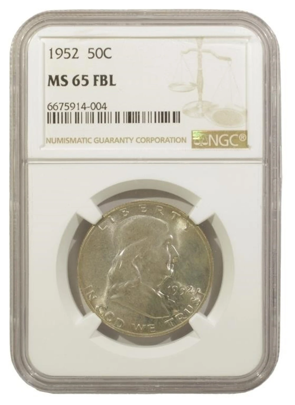 NGC MS-65 FBL 1952 Franklin Half Dollar