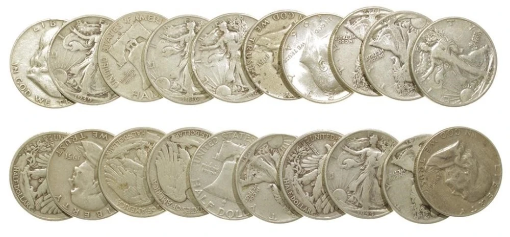 20 Piece Lot of 90% Silver Half Dollars