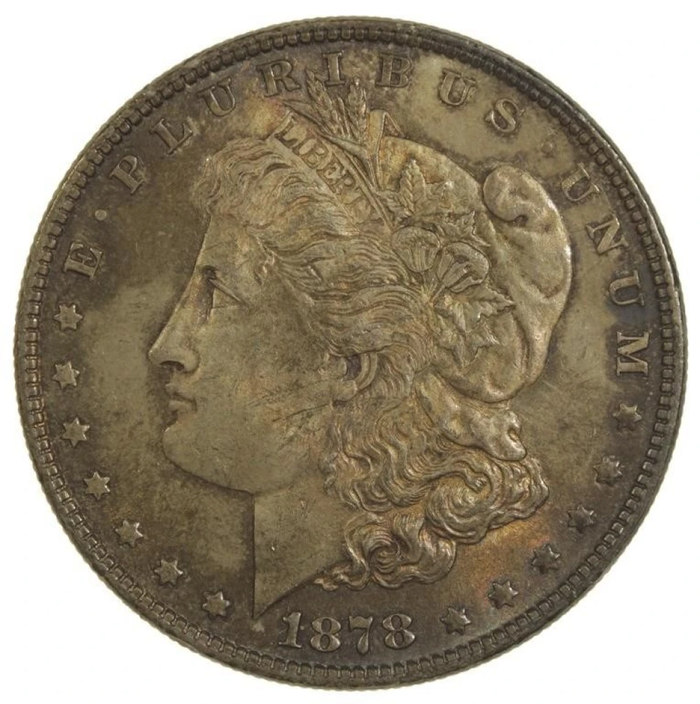 Toned MS-62 1878 7 TF Morgan $1