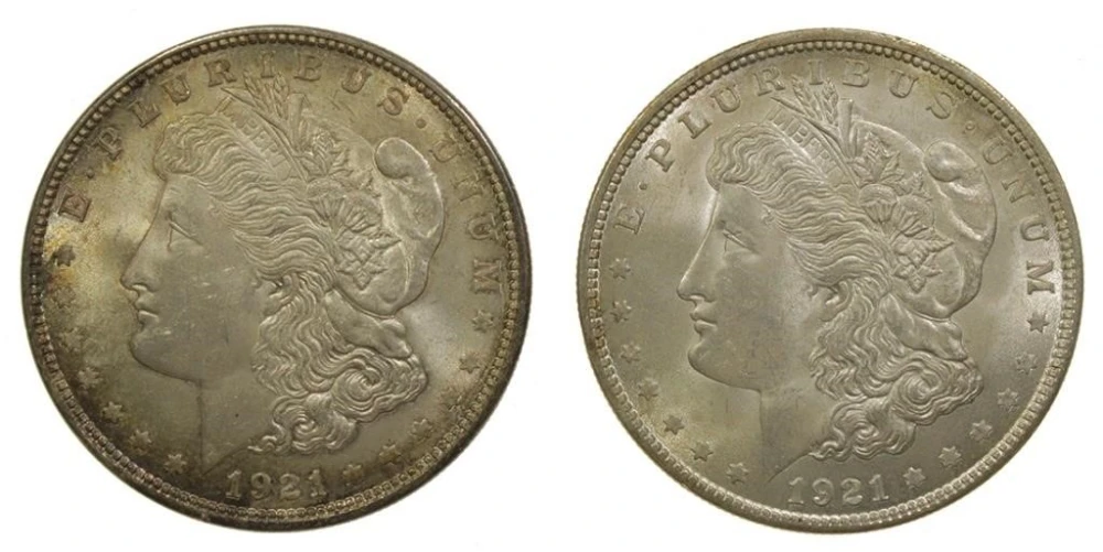 Choice BU-63 1921 Morgan Dollar Pair