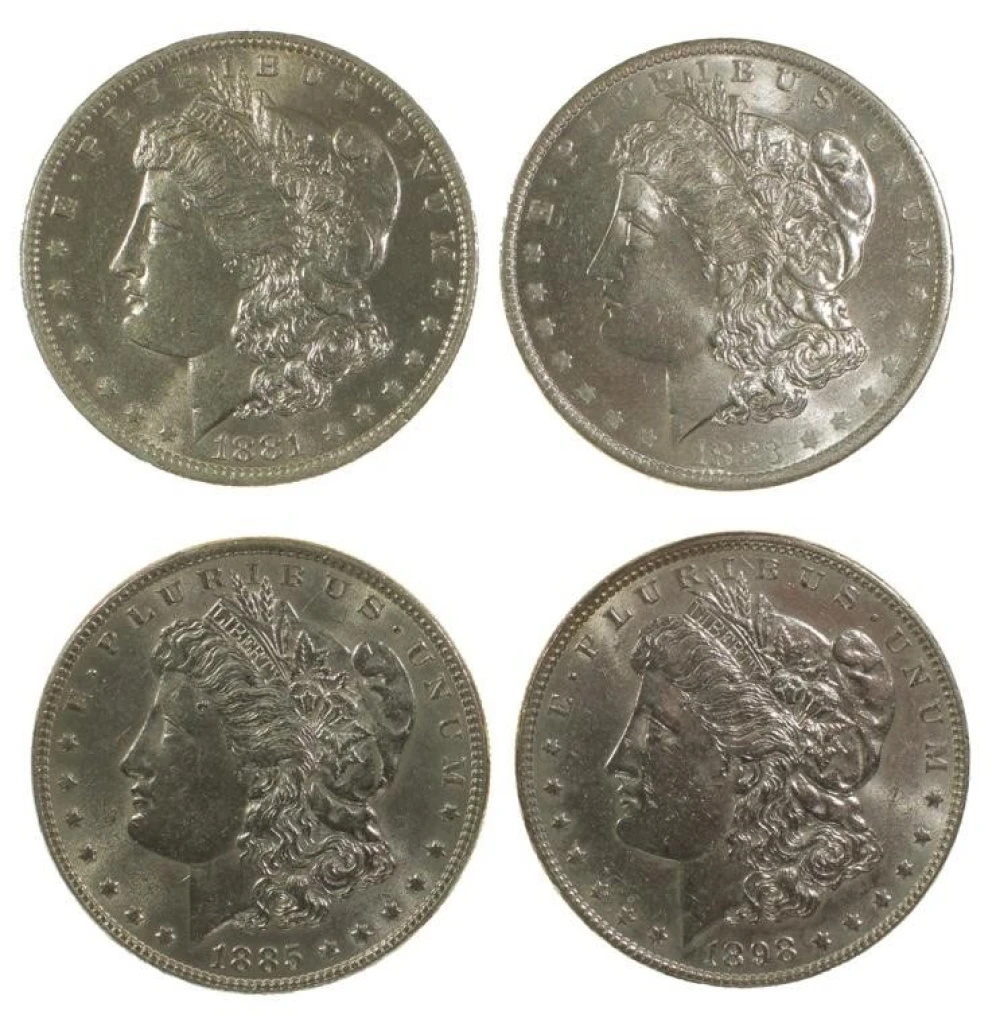 4 Pieces AU/BU Morgan Dollars