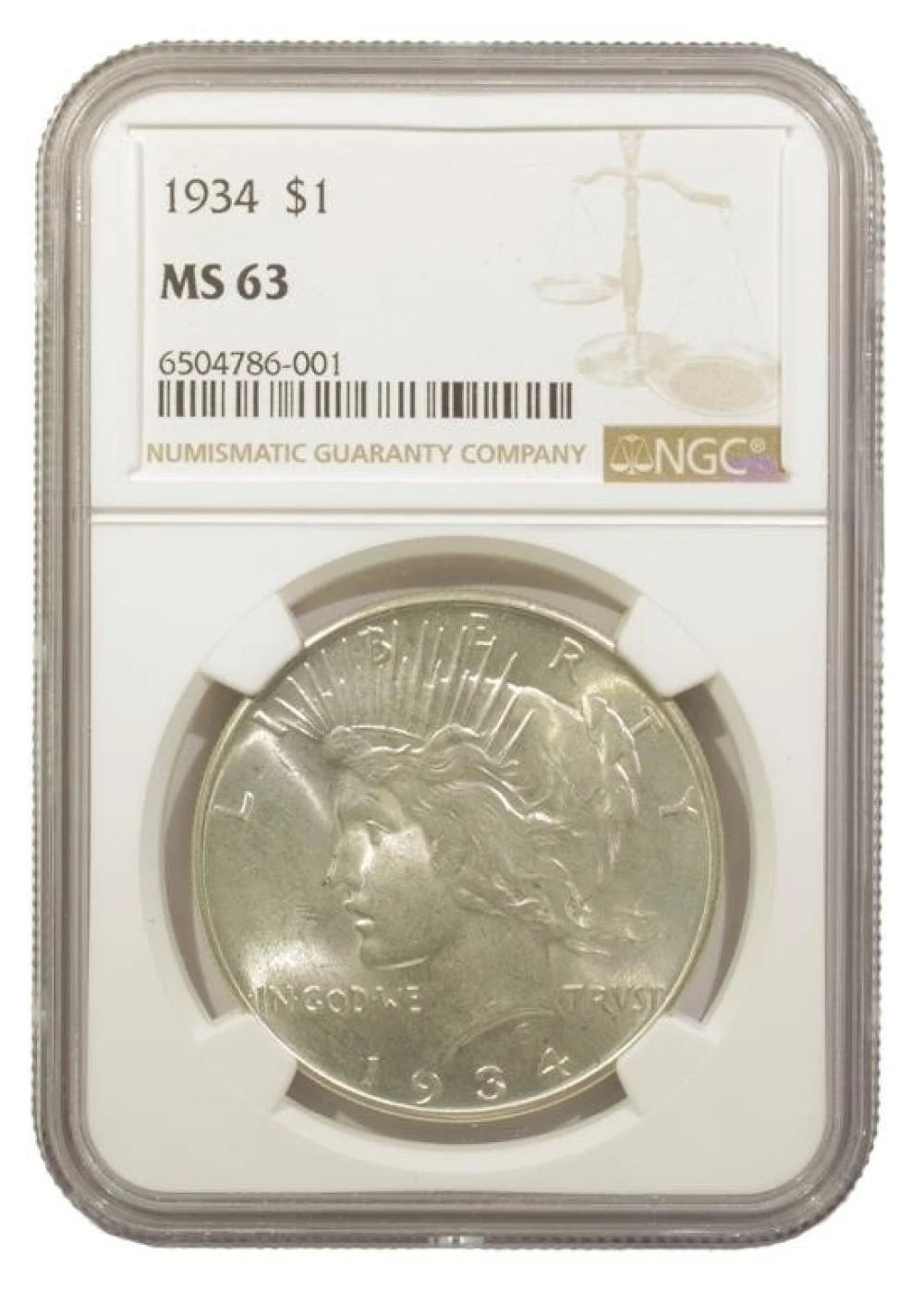 NGC MS-63 1934 Peace $1