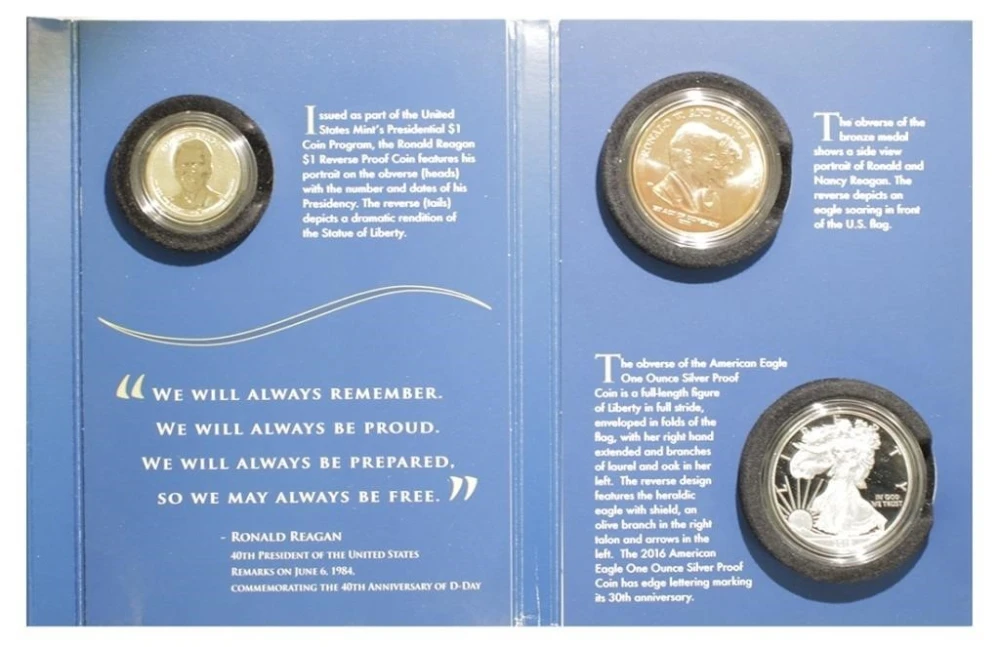 Three-Piece 2016 Reagan Coins and Chronicles Set