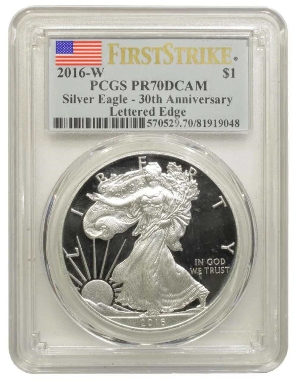 PCGS Proof-70 DCAM 2016-W American Eagle $1