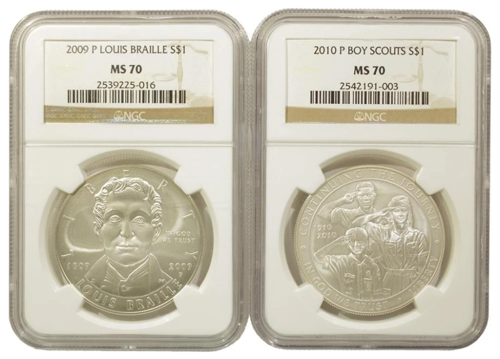 NGC MS-70 Braille and Boy Scouts Commems