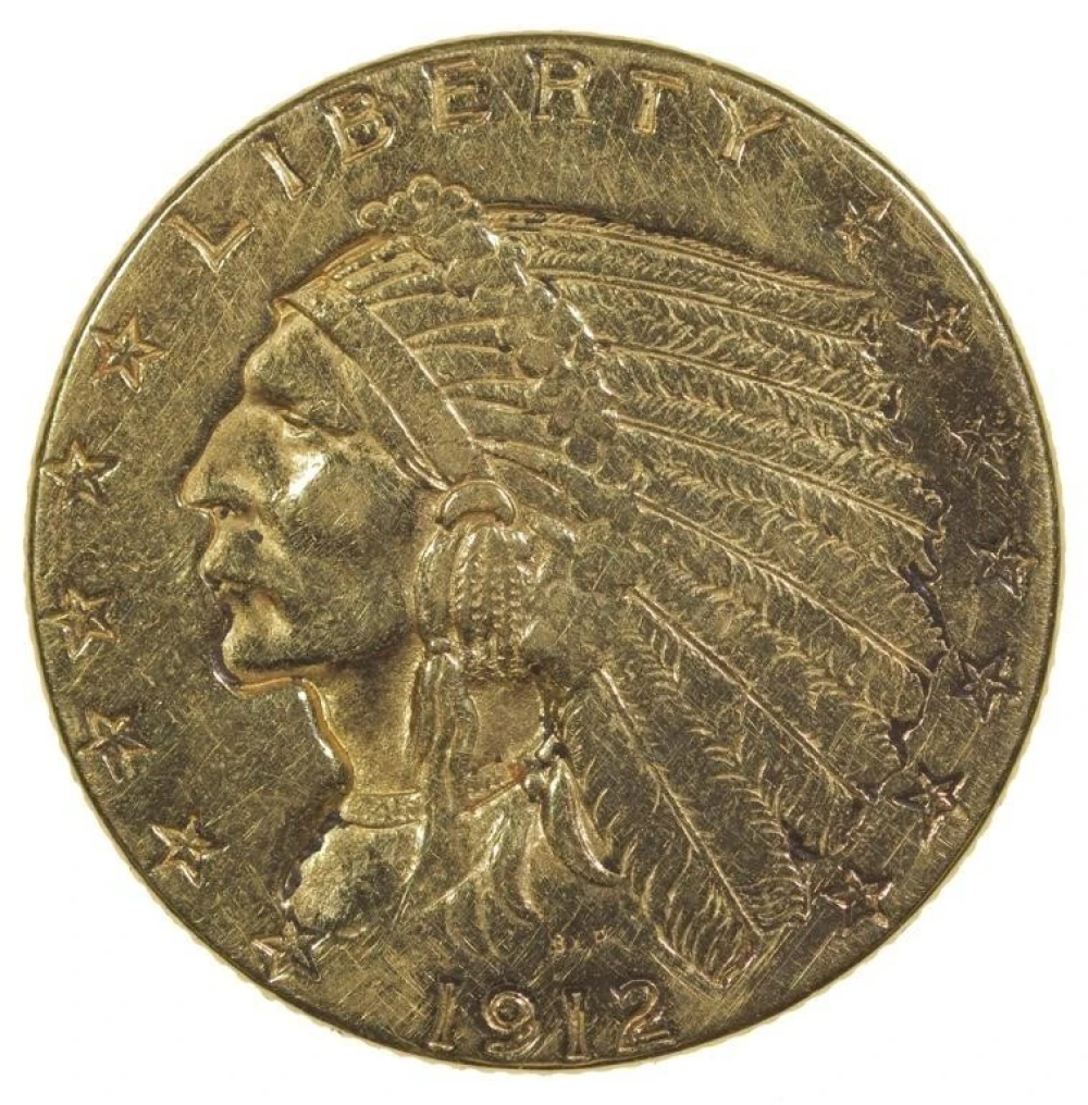 EF Details 1912 Gold $2.50