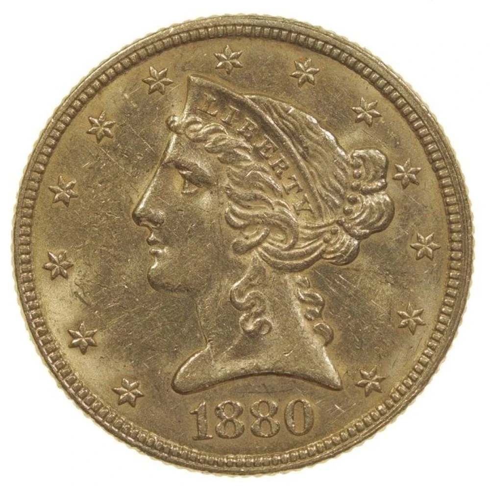 MS-60 1880 Gold $5 Liberty