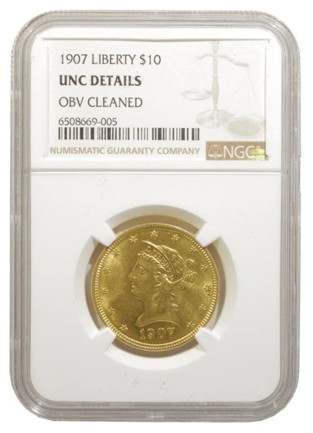 NGC Unc Details 1907 Liberty Gold $10