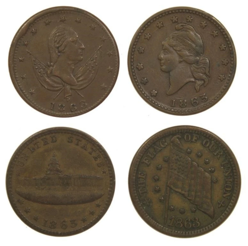 4 Piece Civil War Token Lot