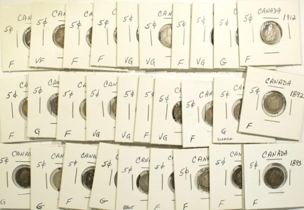 Canada. 29 Different Silver Five Cents