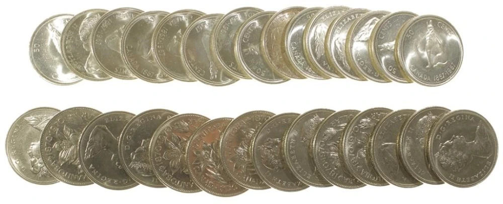 Canada. 29 Coin Half Dollar Lot