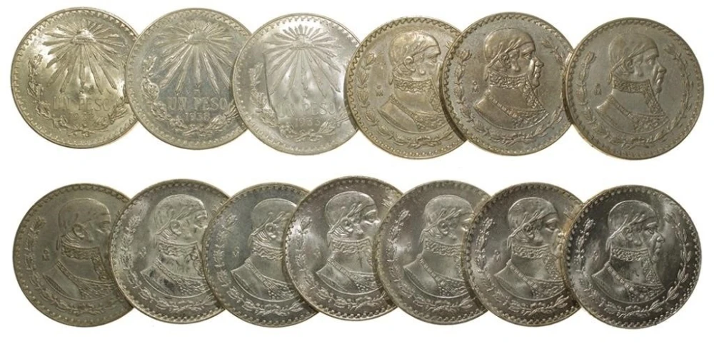 Mexico. 13 Piece 1 Peso Lot