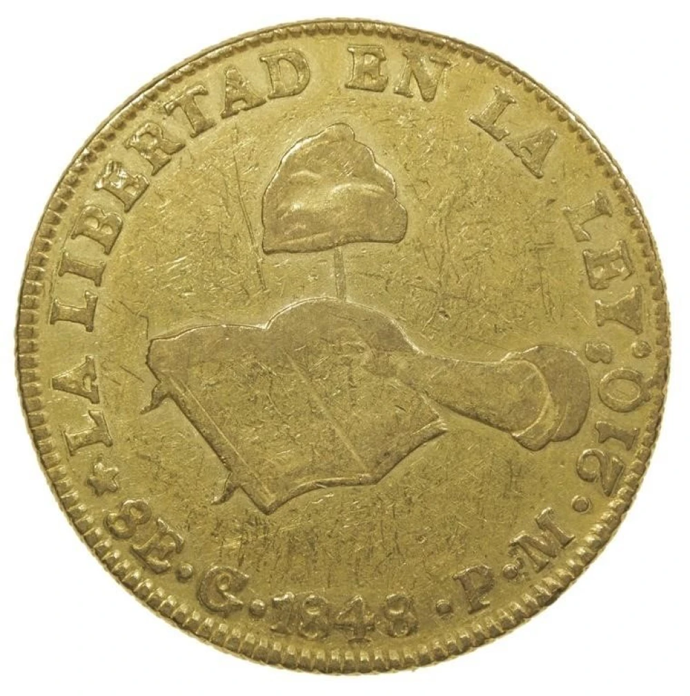 Mexico. VF-25 1848/7-PM Gold Eight Escudos