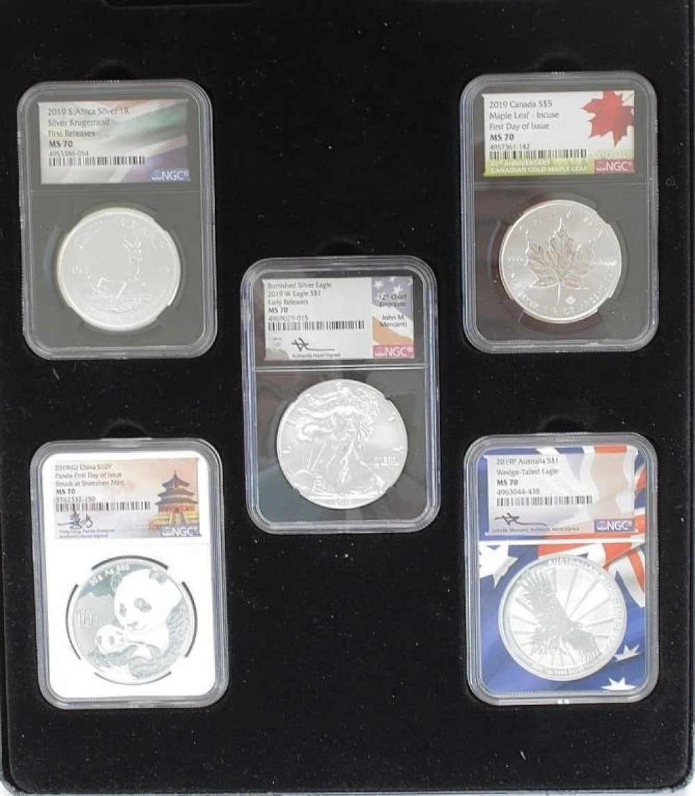 5-Piece 2019 1 oz. Silver World Coin Lot