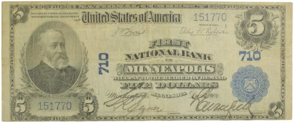Nice Fine 1902 $5 National