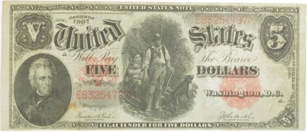 VF 1907 $5 Wood Chopper U.S. Note