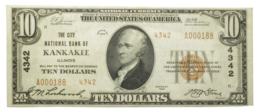 Scarce 1929 Kankakee IL $10 National